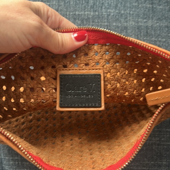 Clare V Flat Clutch with tabs in tan rattan - Picture 6 of 7